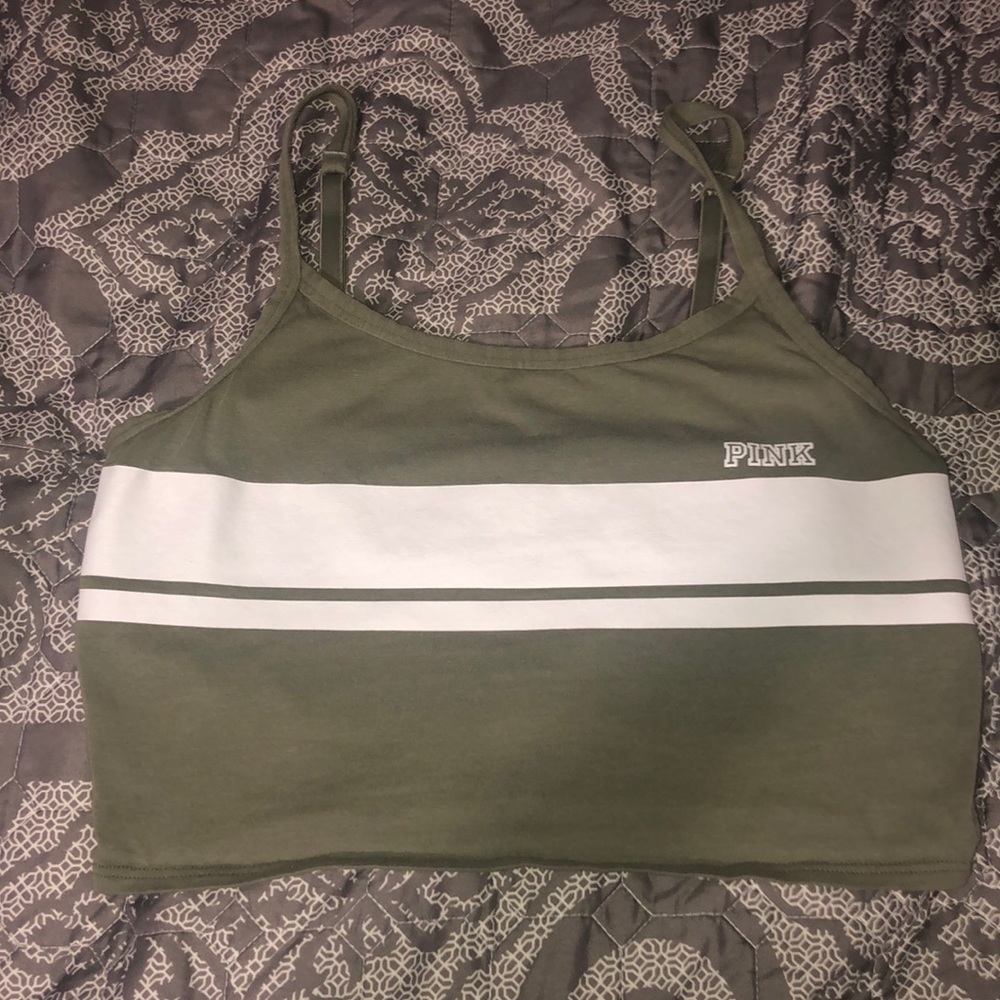 Pink olive green crop top